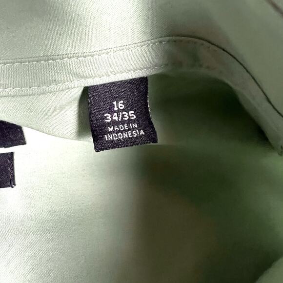 Kenneth Cole Button Front Shirt Non-Iron Regular Fit Green Long Sleeve Men's XL - Picture 3 of 8